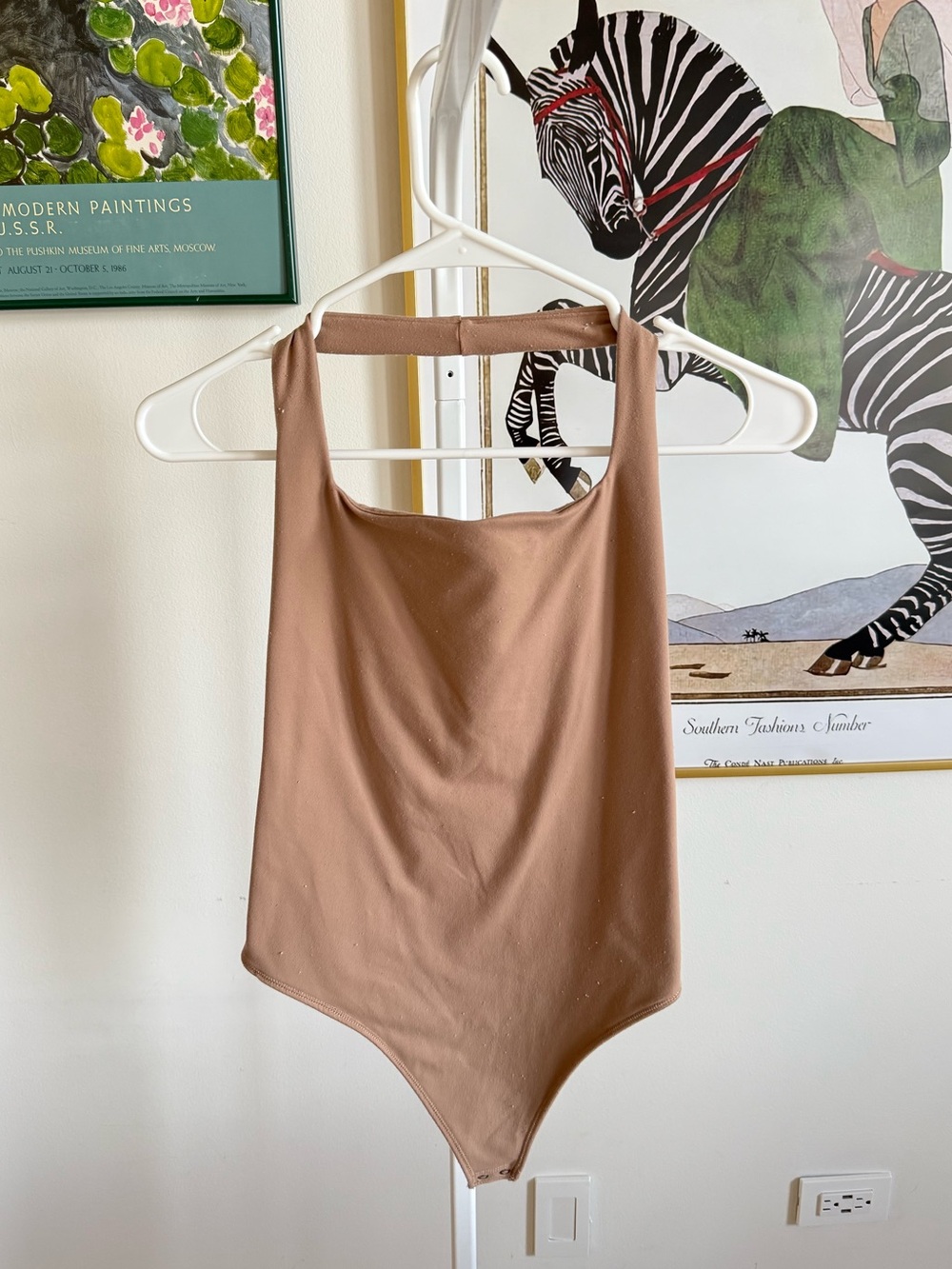 Abercrombie & Fitch Soft Halter Bodysuit in Neutral Brown Women’s Size X-Small